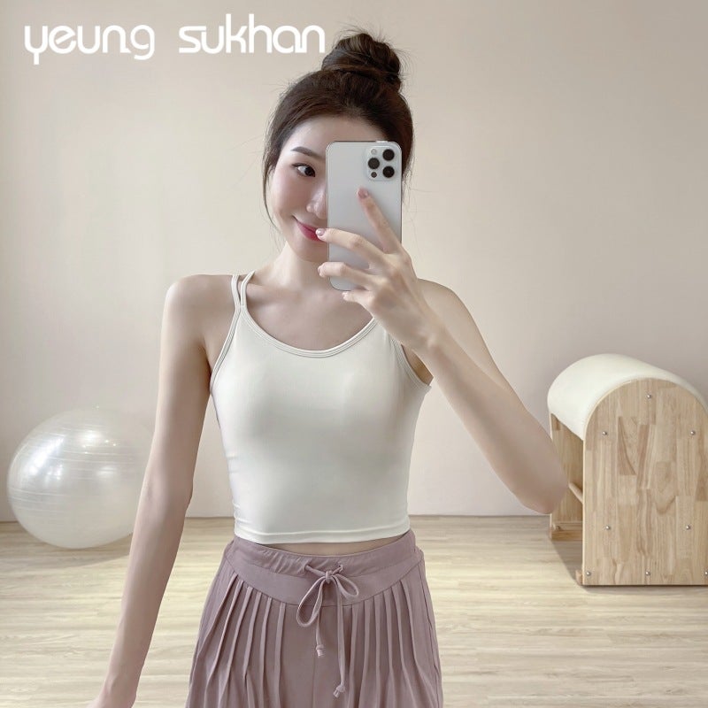Yeung Sukhan/Integrated Chest Pad Vest, Lightweight Sports V-Shaped Beautiful Back, Medium-Strength Yoga Inner Sling - Image 5
